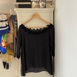 Zara Lace Trim Blouse Top